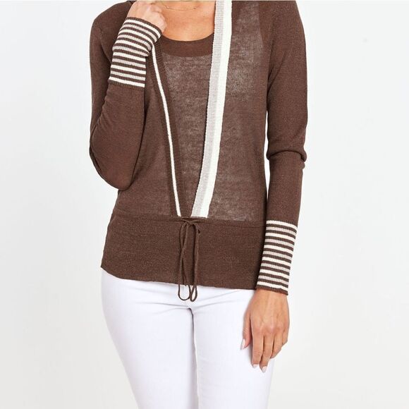 Dolce Cabo linen blend mocha brown top size L - Picture 4 of 10